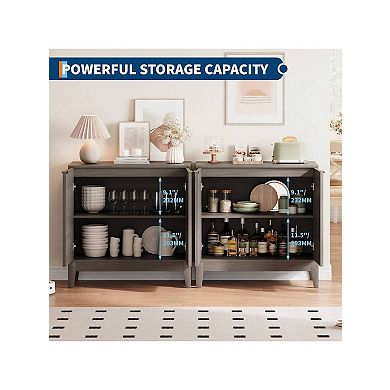 31.5" Storage Cabinet, Modern Entryway Accent Cabinet With 2 Fluted Doors And Adjustable Shelf