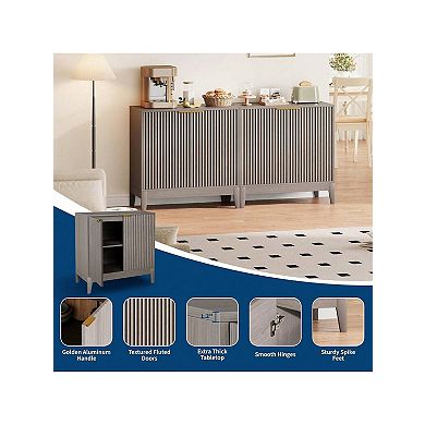 31.5" Storage Cabinet, Modern Entryway Accent Cabinet With 2 Fluted Doors And Adjustable Shelf