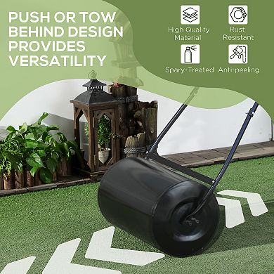Outsunny 38L Heavy Duty Push/Tow Poly Lawn Roller, U-handle Garden Roller