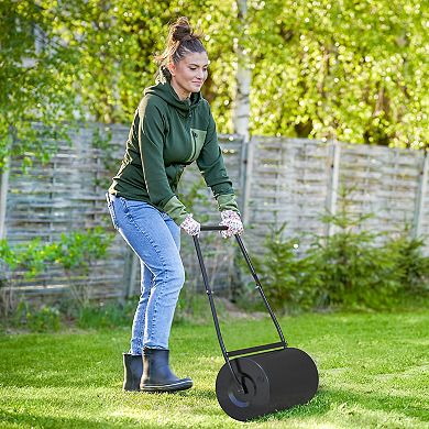 Outsunny 38L Heavy Duty Push/Tow Poly Lawn Roller, U-handle Garden Roller