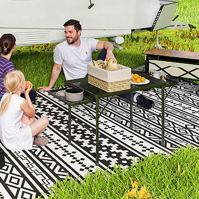 Outsunny Folding Grill Table, 4.5 ft Portable Camping Table w/ Wing Panels