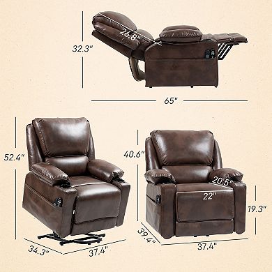 HOMCOM Lift Recliner Chair, Power Lift Sofa with Massage and Heat
