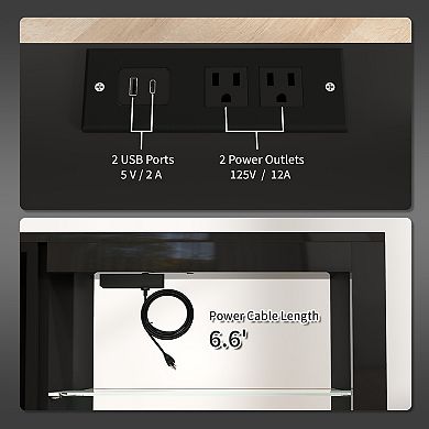 HOMCOM TV Stand with LED Lights Power Outlets for 55inch TV