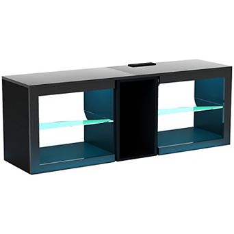 HOMCOM TV Stand with LED Lights Power Outlets for 55inch TV