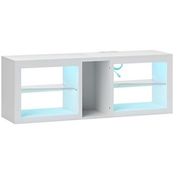 HOMCOM TV Stand with LED Lights Power Outlets for 55inch TV