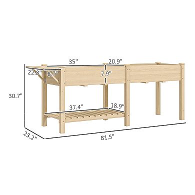 Outsunny Raised Garden Bed, Wood Raised Planter with Liners