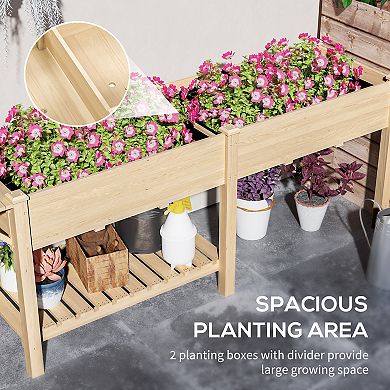 Outsunny Raised Garden Bed, Wood Raised Planter with Liners