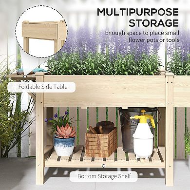 Outsunny Raised Garden Bed, Wood Raised Planter with Liners