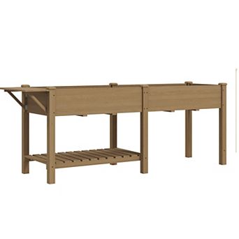 Outsunny Raised Garden Bed, Wood Raised Planter with Liners