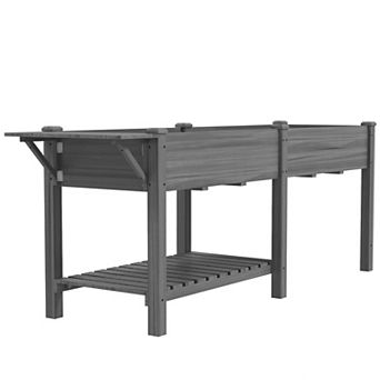 Outsunny Raised Garden Bed, Wood Raised Planter with Liners