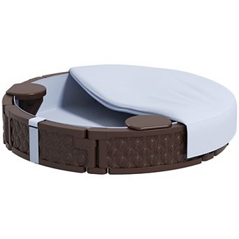 Qaba Round Kids Sandbox with Cover, 3 Seats, Bottom Liner