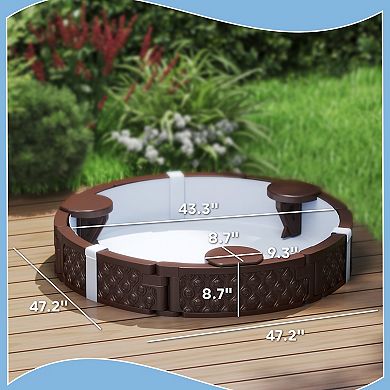 Qaba Round Kids Sandbox with Cover, 3 Seats, Bottom Liner