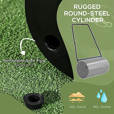 Outsunny 46L Lawn Roller, Push/Tow Behind Sod Roller with U Shaped Handle