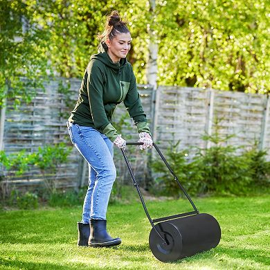 Outsunny 46L Lawn Roller, Push/Tow Behind Sod Roller with U Shaped Handle