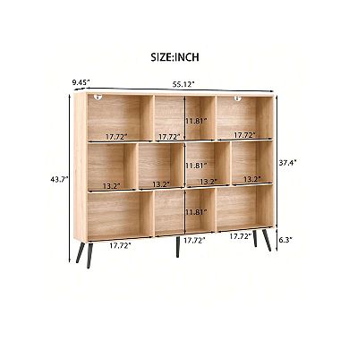 Wooden 3-Tier Open Shelf Bookcase, 10 Cubes Bookshelf, Freestanding Book Shelf Storage Organizer