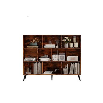 Wooden 3 tier Open Shelf Bookcase, 10 Cubes Bookshelf, Freestanding Book Shelf Storage Organizer