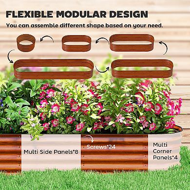 Outsunny Galvanized Raised Garden Bed Planter Box, 7.9ft x 2' x 1'