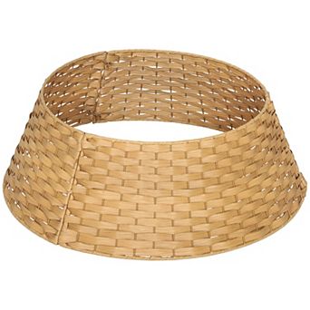 HOMCOM 27 inch Rustic Christmas Tree Collar, Plastic Woven Tree Base Cover