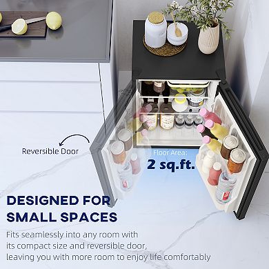 HOMCOM 2.5 Cu.Ft Mini Fridge with Freezer, Small Refrigerator,
