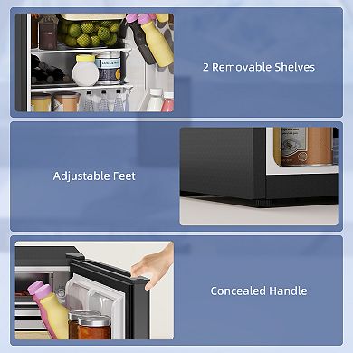 HOMCOM 2.5 Cu.Ft Mini Fridge with Freezer, Small Refrigerator,
