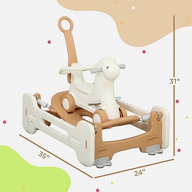 Qaba 5 in 1 Rocking Horse for Toddlers 1-6 Years w/ Balance Board