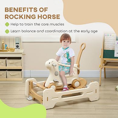 Qaba 5 in 1 Rocking Horse for Toddlers 1-6 Years w/ Balance Board