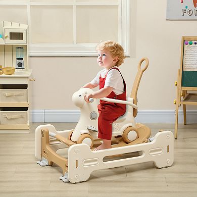Qaba 5 in 1 Rocking Horse for Toddlers 1-6 Years w/ Balance Board