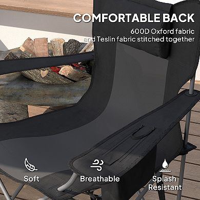 Outsunny Camp Chairs for Adults, 2 Pack Outdoor Folding Chairs