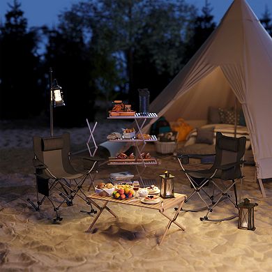 Outsunny Camp Chairs for Adults, 2 Pack Outdoor Folding Chairs