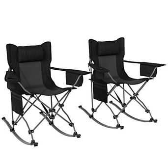 Outsunny Camp Chairs for Adults, 2 Pack Outdoor Folding Chairs