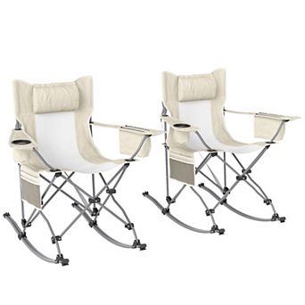 Outsunny Camp Chairs for Adults, 2 Pack Outdoor Folding Chairs