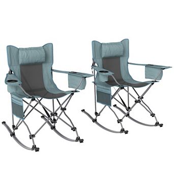 Outsunny Camp Chairs for Adults, 2 Pack Outdoor Folding Chairs