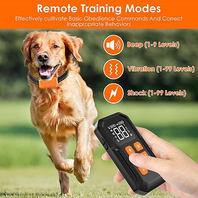 2-in-1 Wireless Electric Dog Fence with Training Collar, IP67 Waterproof Beep Vibration Shock Contai