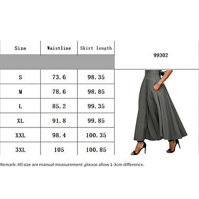 Women's High Waist A-line Flowy Long Maxi Skirt Ankle Length with Pockets