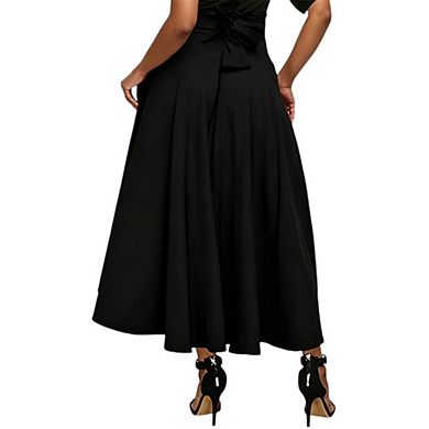 Women's High Waist A-line Flowy Long Maxi Skirt Ankle Length with Pockets