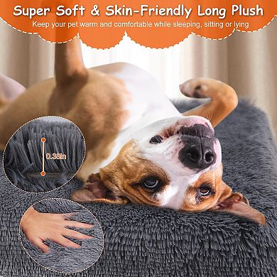 Soft Plush Dog Bed Crate Mat Cozy Warm Pet Cushion Mattress for Small & Medium Dogs