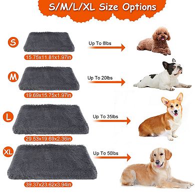 Soft Plush Dog Bed Crate Mat Cozy Warm Pet Cushion Mattress for Small & Medium Dogs