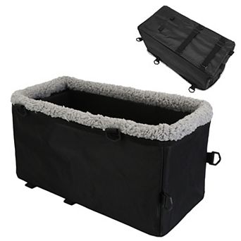 Small Dog Car Seat with Harness, Center Console Booster Seat with Side Pocket & Soft Velvet Cushion