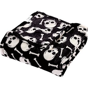 Skull & Bones Micro Plush Halloween 100% Premium Polyester Throw Blanket