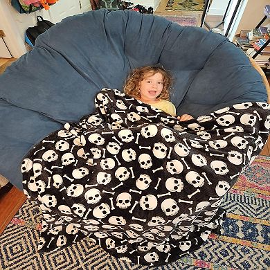 Skull & Bones Micro Plush Halloween 100% Premium Polyester Throw Blanket