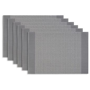 Dainty Home Park Avenue Reversible Woven Vinyl Rectangular Placemats with Metallic Weave, Set of 6