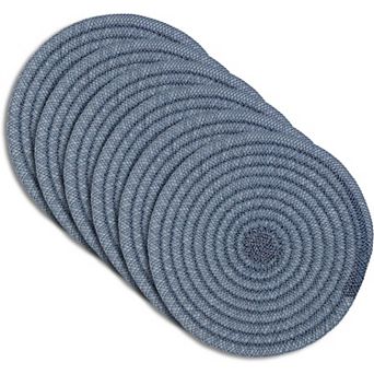 Dainty Home Urban 15" Round Woven Placemats Set of 6 - Durable, Reversible & Non-Slip Table Mats