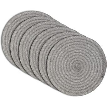 Dainty Home Urban 15" Round Woven Placemats Set of 6 - Durable, Reversible & Non-Slip Table Mats