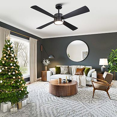 52" Modern Dimmable RGB Smart Ceiling Fan with Light and Remote, App Control