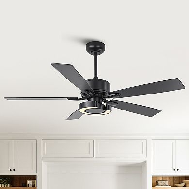 52-Inch Modern Intergatred LED Reversible Ceiling Fan with Light and Remote