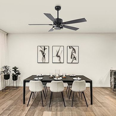 52-Inch Modern Intergatred LED Reversible Ceiling Fan with Light and Remote