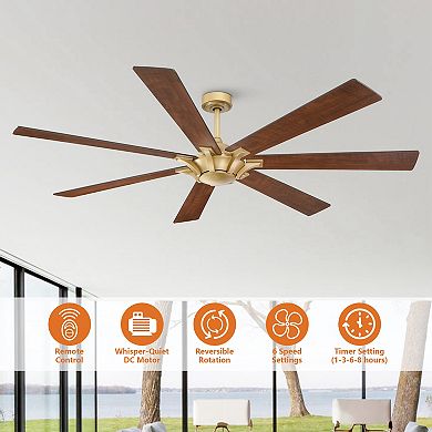 72" Farmhouse Wooden 7-Blade Reversible Windmill Ceiling Fan without Light