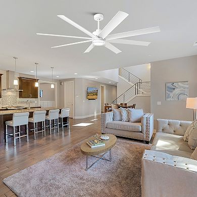 72" Modern Acrylic Lens Dimmable Smart Ceiling Fan with Light and Remote, App Control, Voice Control