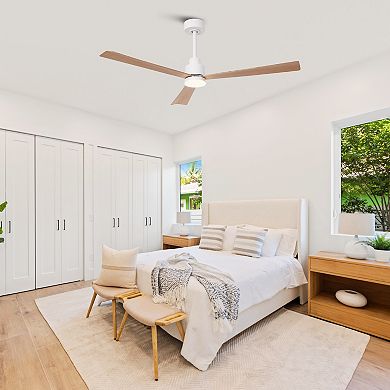 52" Modern 3 CCT Integrated LED Dimmable Ceiling Fan with Light and Remote