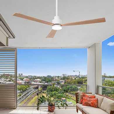 52" Modern 3 CCT Integrated LED Dimmable Ceiling Fan with Light and Remote